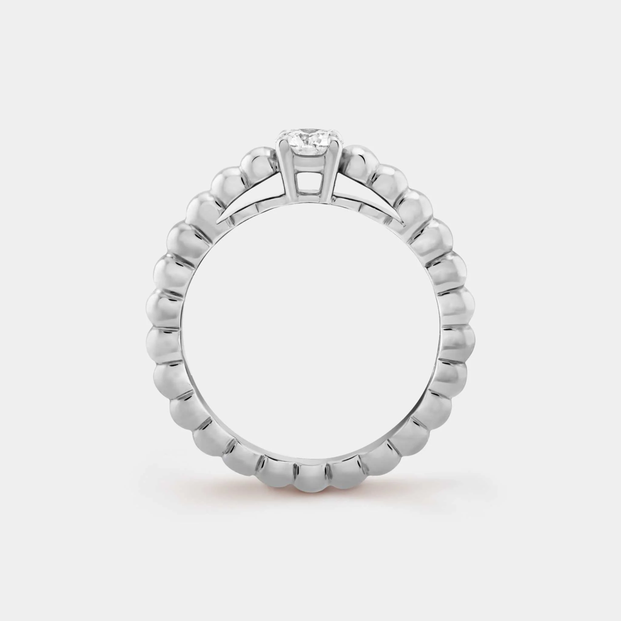 Perlée Solitaire White Gold Diamond Ring - Image 2