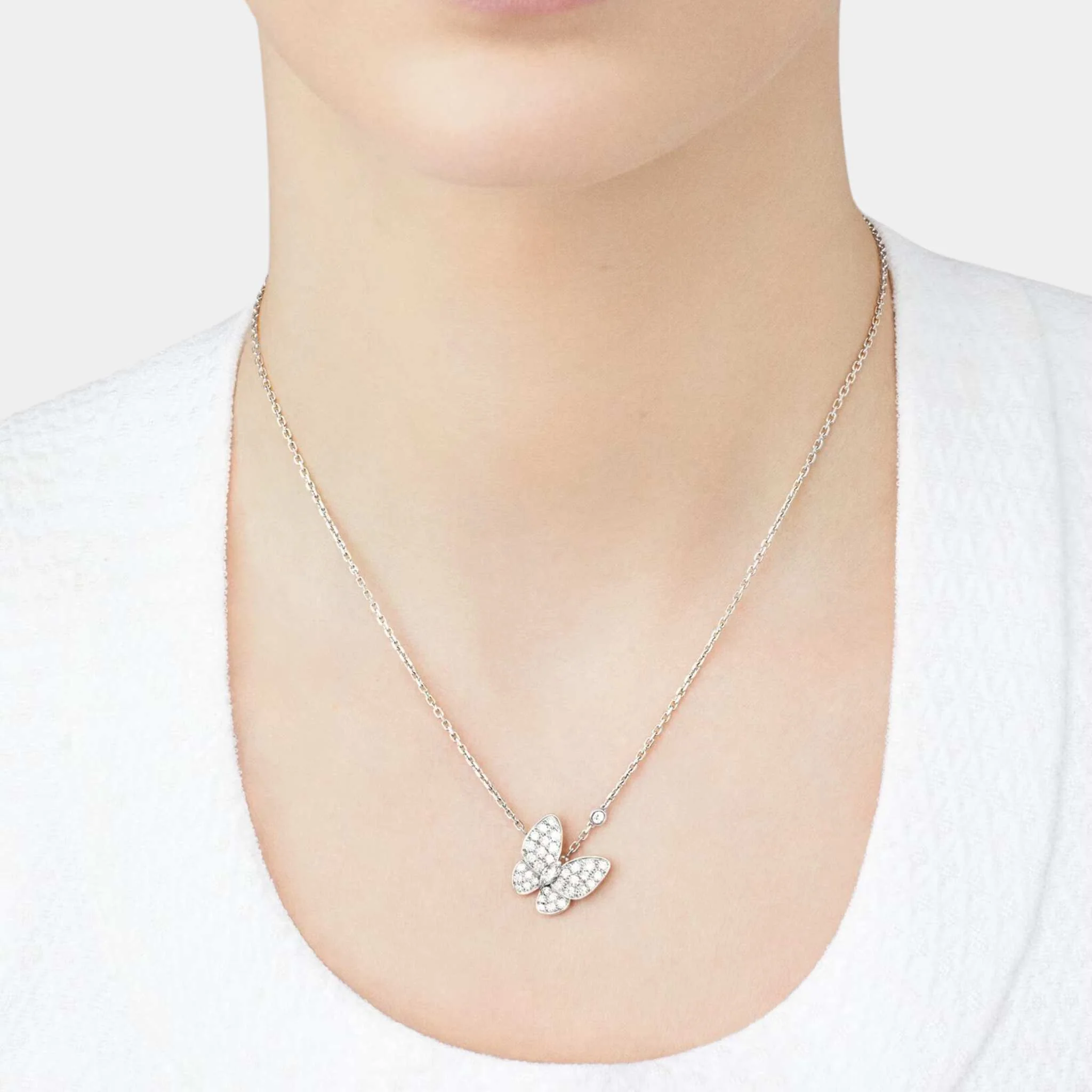 Two Butterfly Pendant White Gold Diamond - Image 2