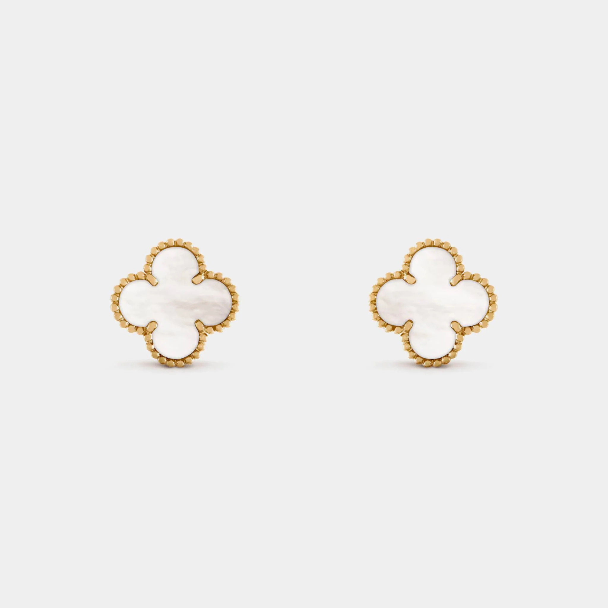 Vintage Alhambra Earrings Gold Mother Of Pearl