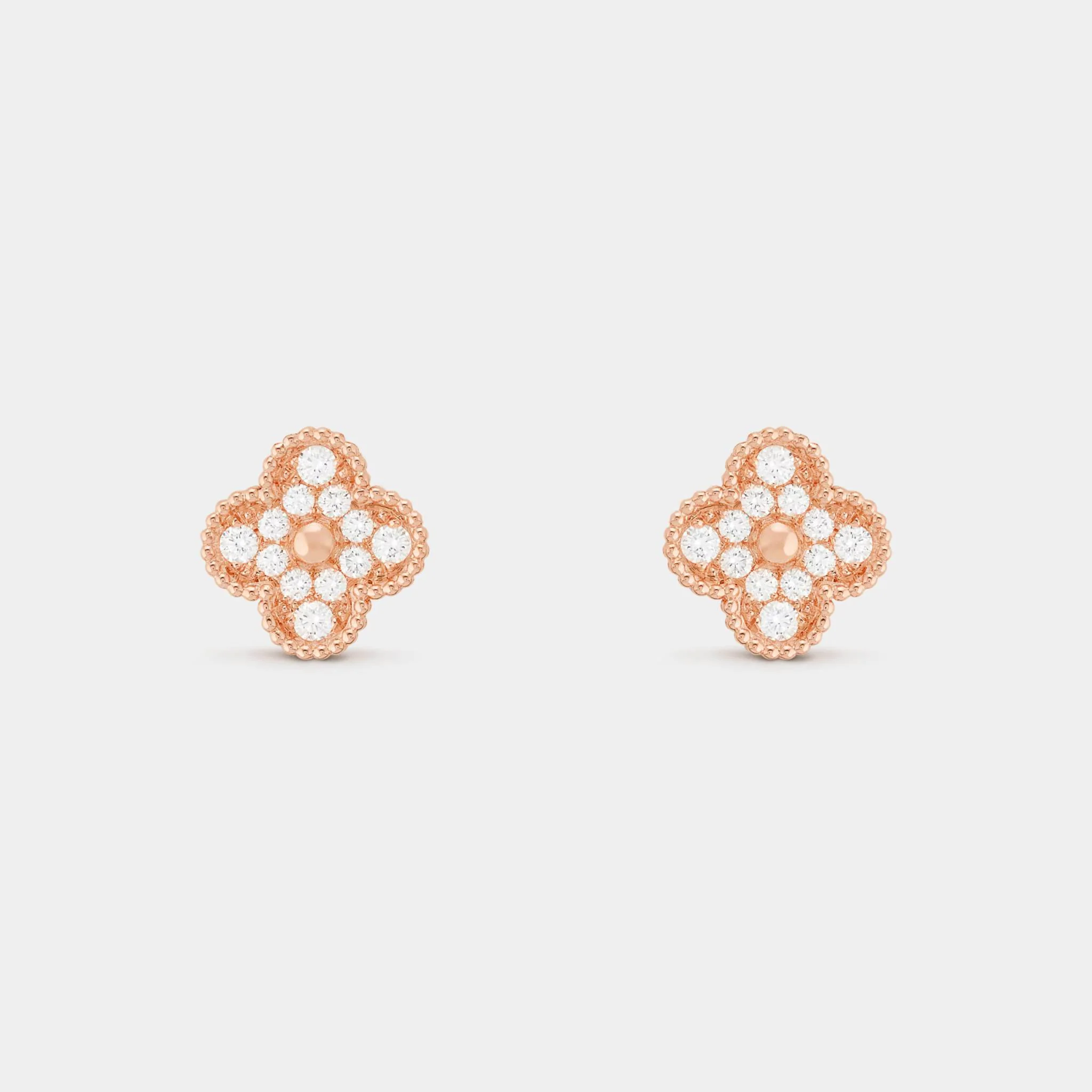 Vintage Alhambra Earrings Rose Gold Diamond