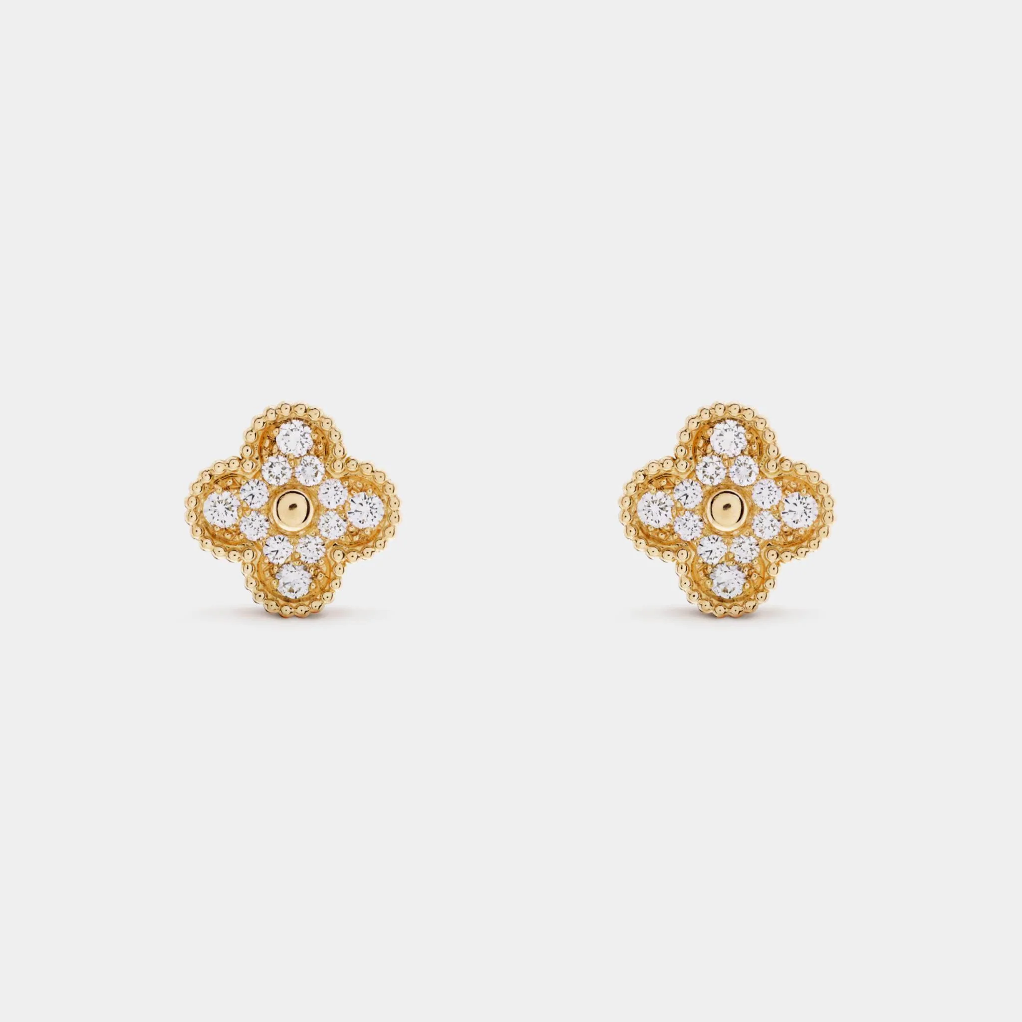 Vintage Alhambra Earrings Yellow Gold Diamond