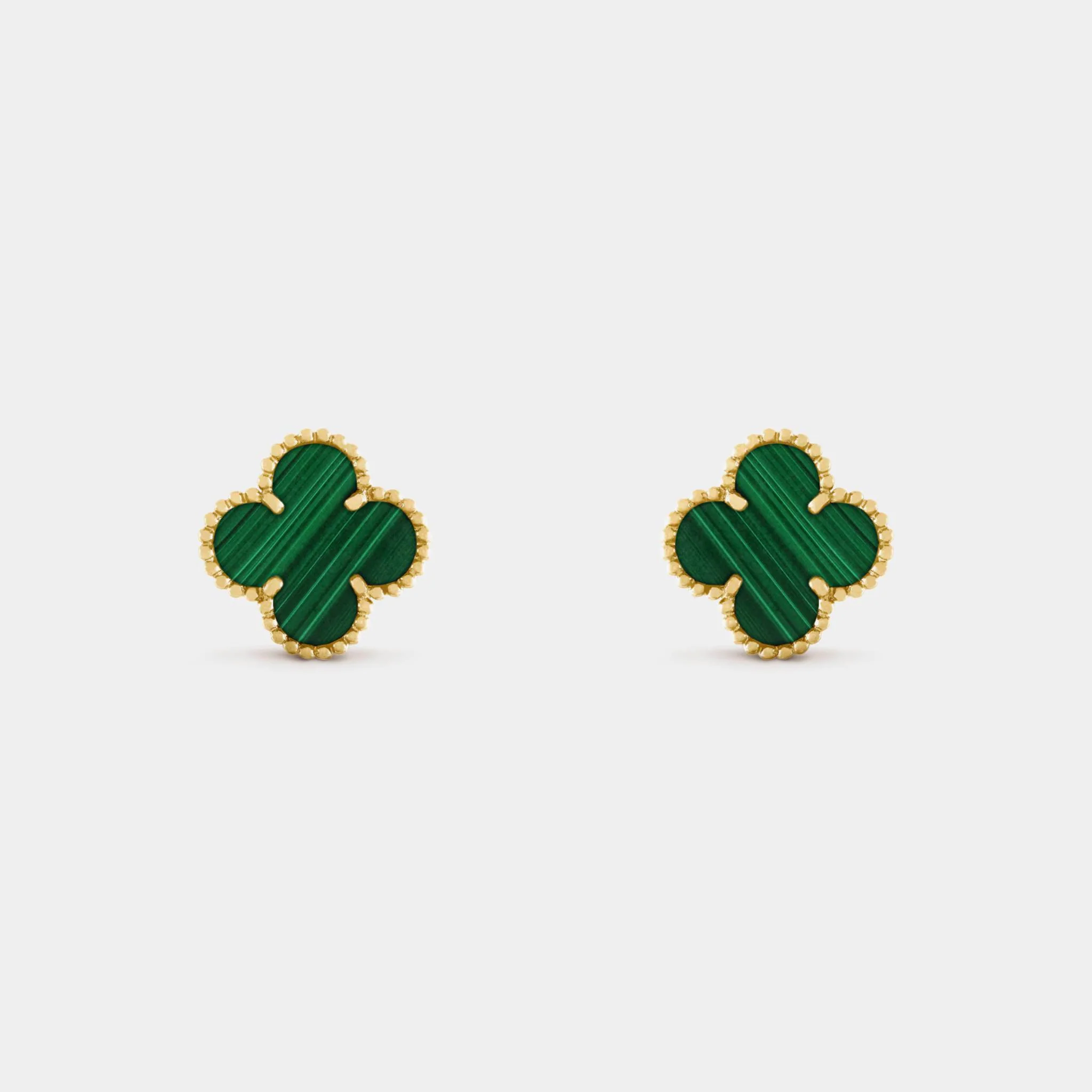 Vintage Alhambra Earrings Yellow Gold Malachite
