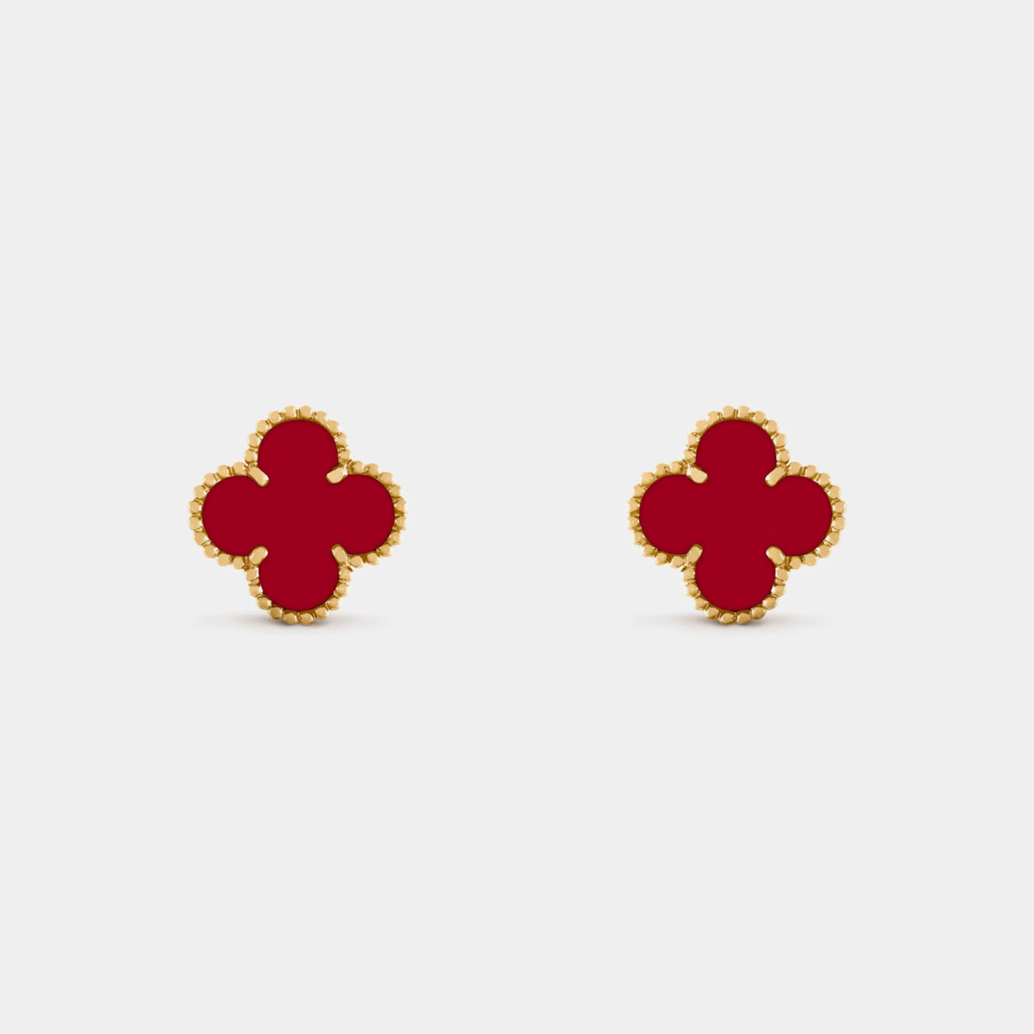 Vintage Alhambra Gold Carnelian Earrings