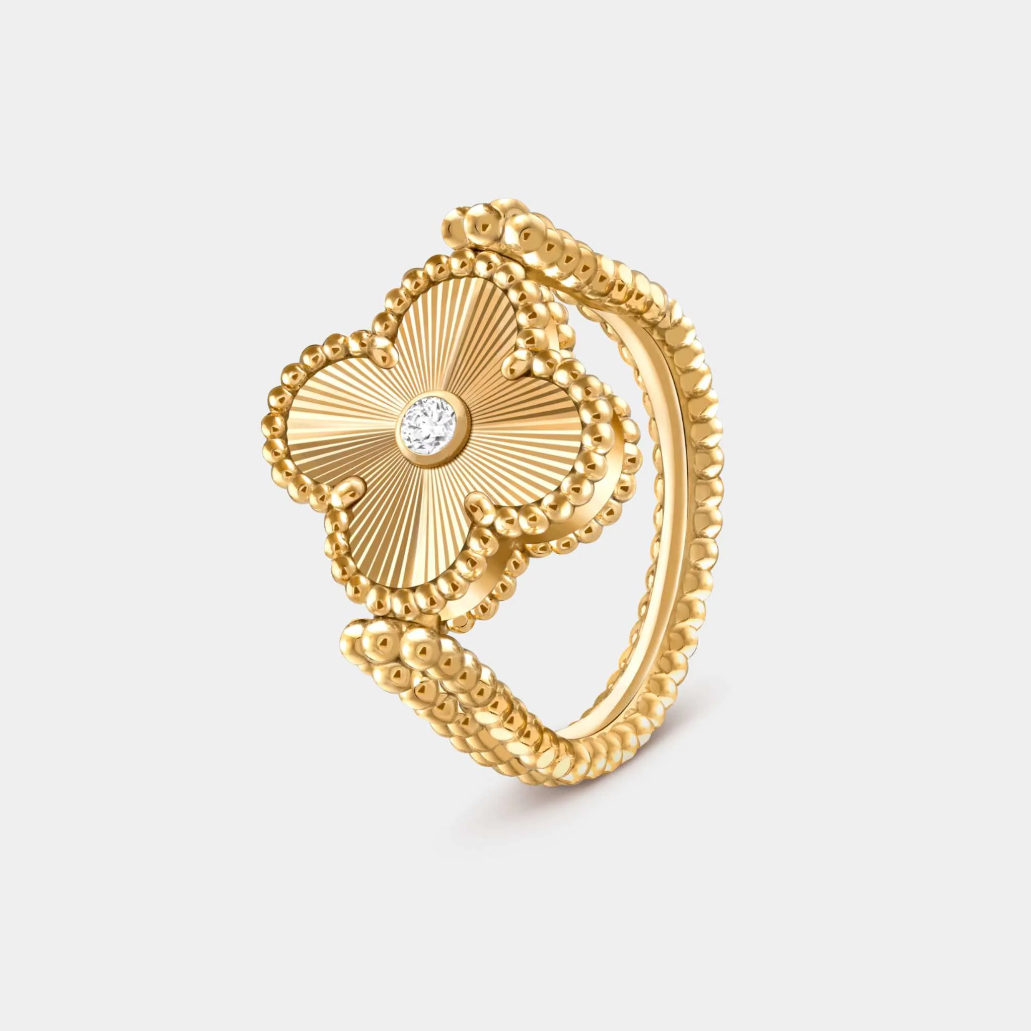 Vintage Alhambra Reversible Ring Yellow Gold Agate Diamond - Image 2