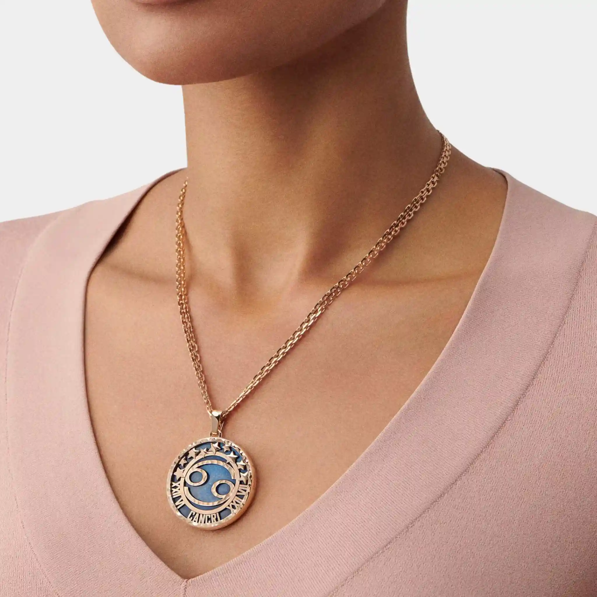 Zodiaque Long Necklace Cancri Rose Gold Quartz - Image 2