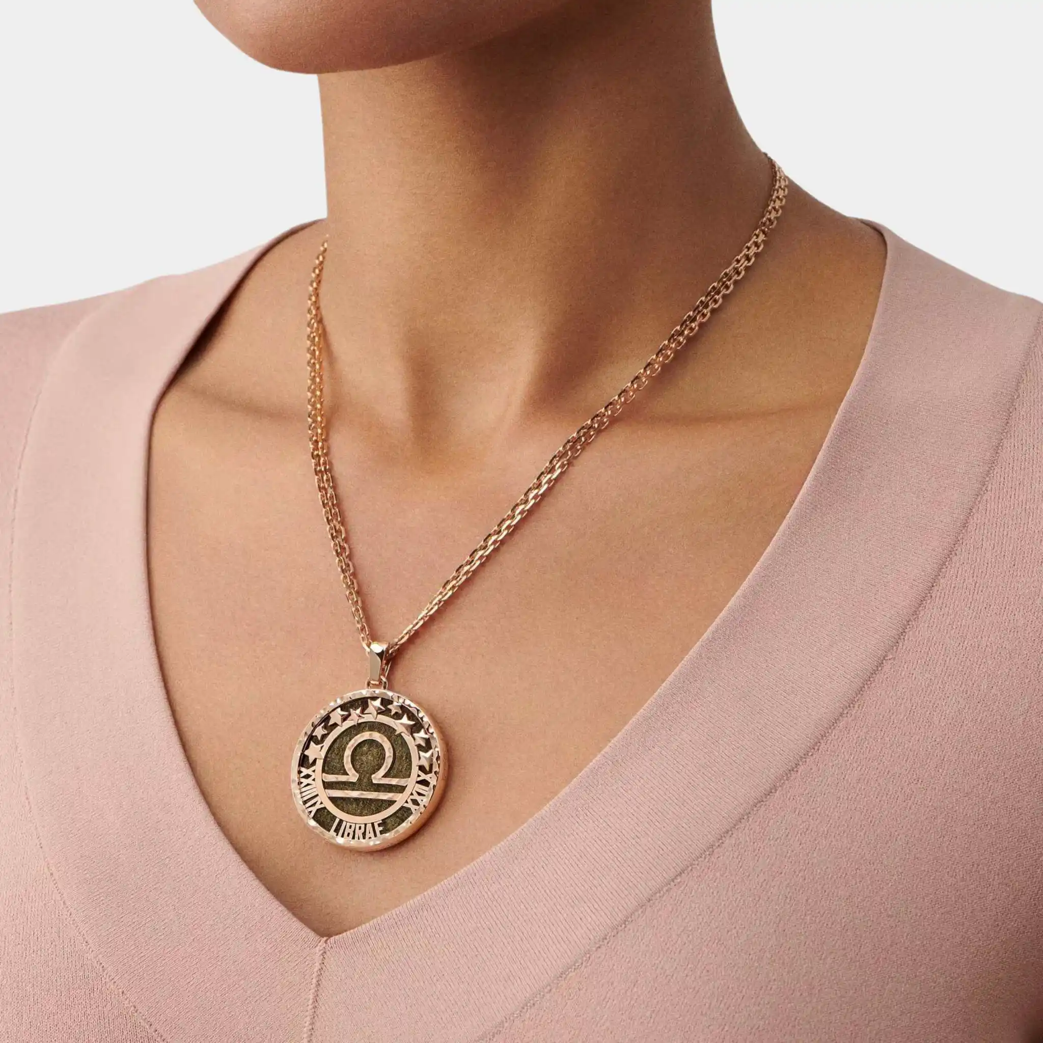 Zodiaque Long necklace Librae Rose Gold Obsidian - Image 2