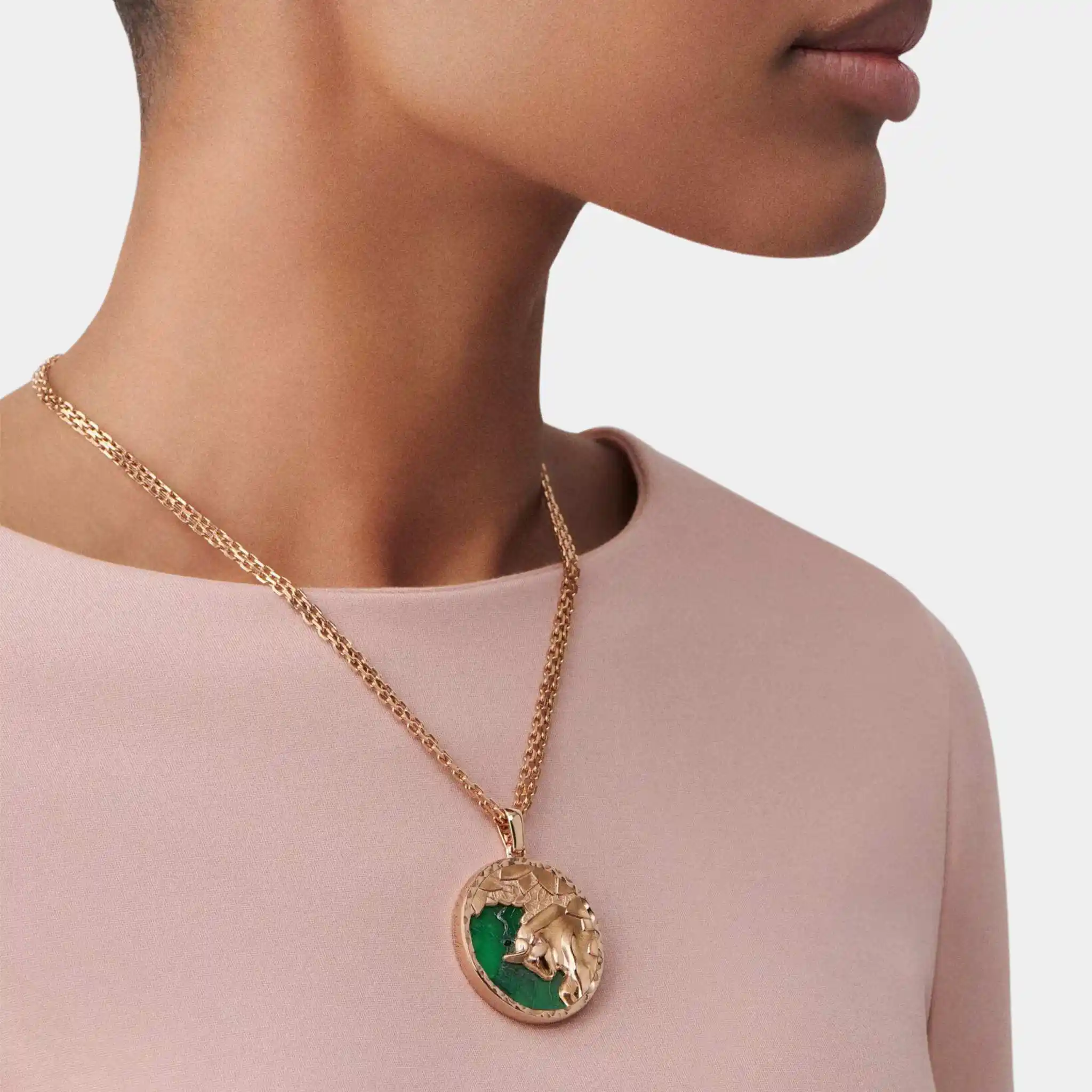 Zodiaque Tauri Long Necklace in Rose Gold & Aventurine - Image 2