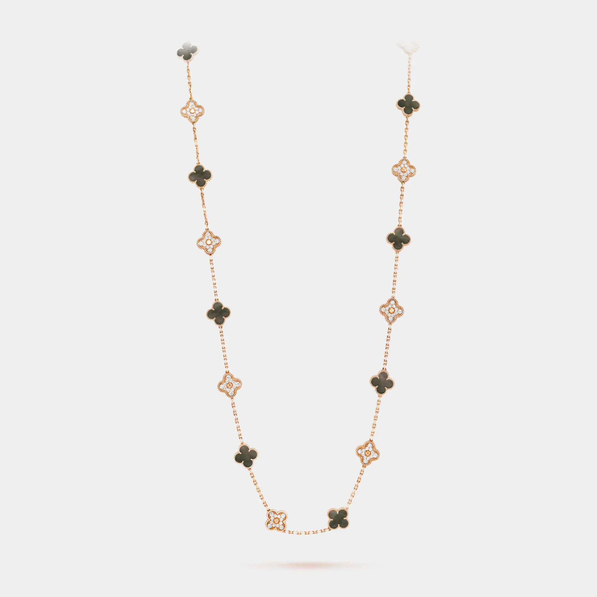 Vintage Alhambra Necklace 20 Motifs Rose Gold & MOP