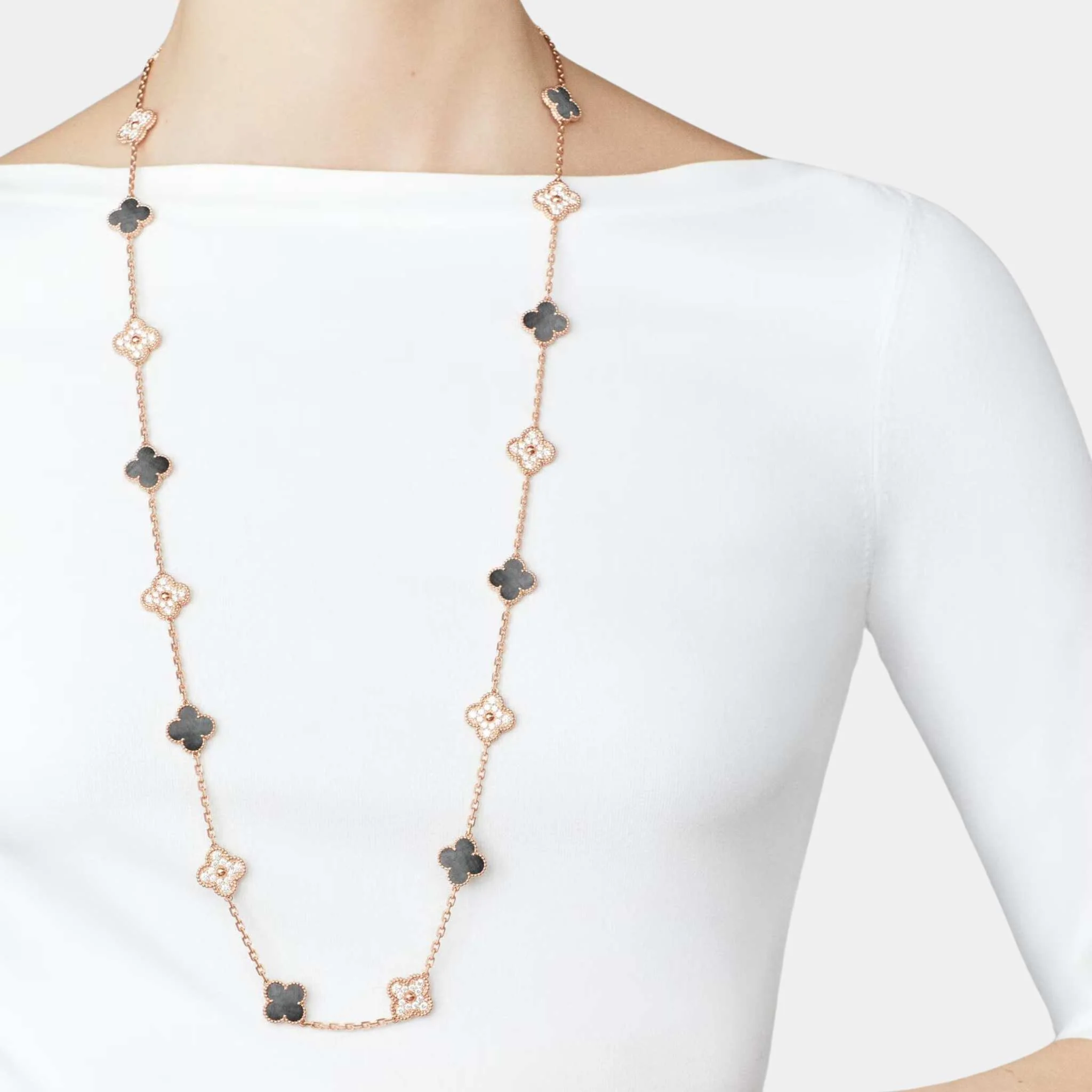 Vintage Alhambra Necklace 20 Motifs Rose Gold & MOP - Image 2