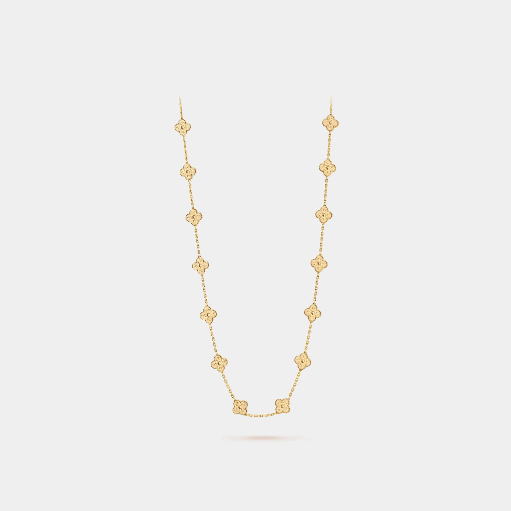 Vintage Alhambra Long Necklace 20 Motifs Yellow Gold