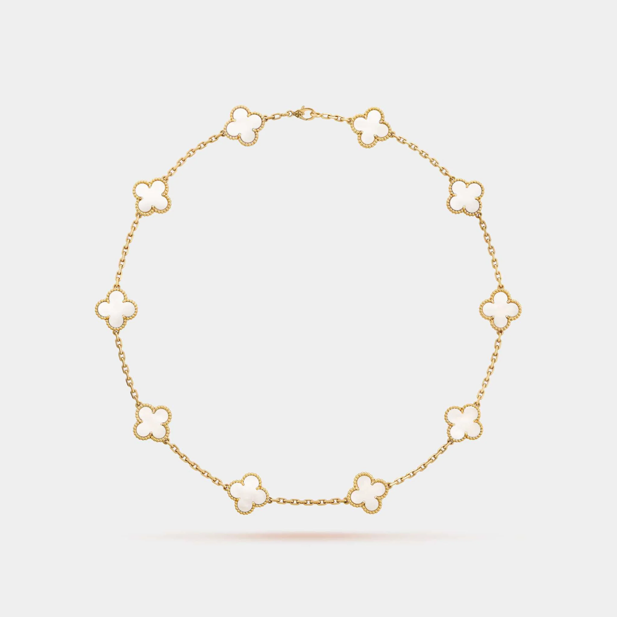 Vintage Alhambra Necklace 10 Motifs Yellow Gold Mother Of Pearl