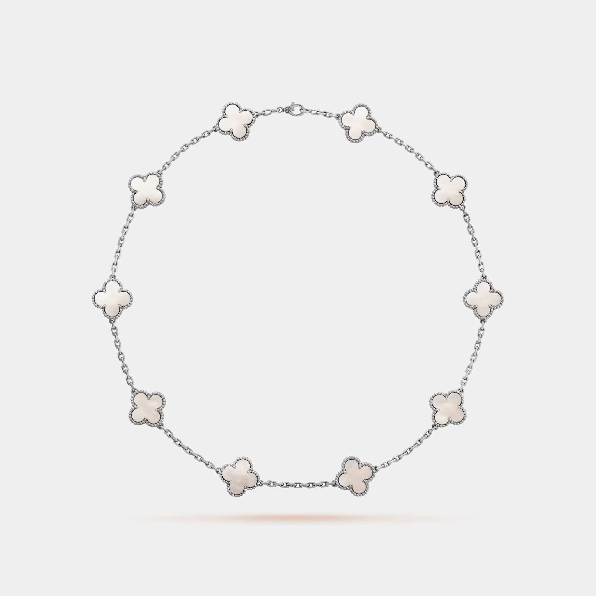 Vintage Alhambra Necklace 10 Motifs White Gold Mother Of Pearl