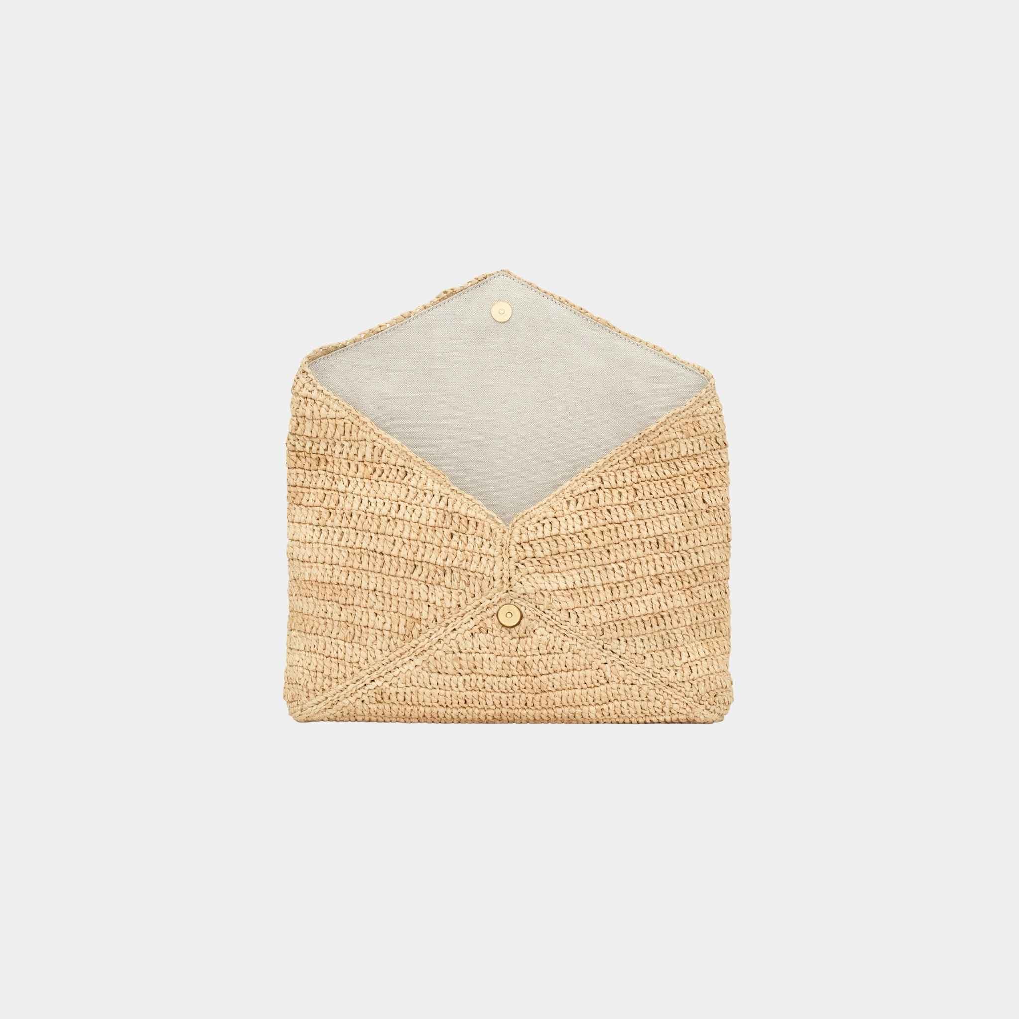 Cassandre Large Envelope Pouch In Raffia - Image 2