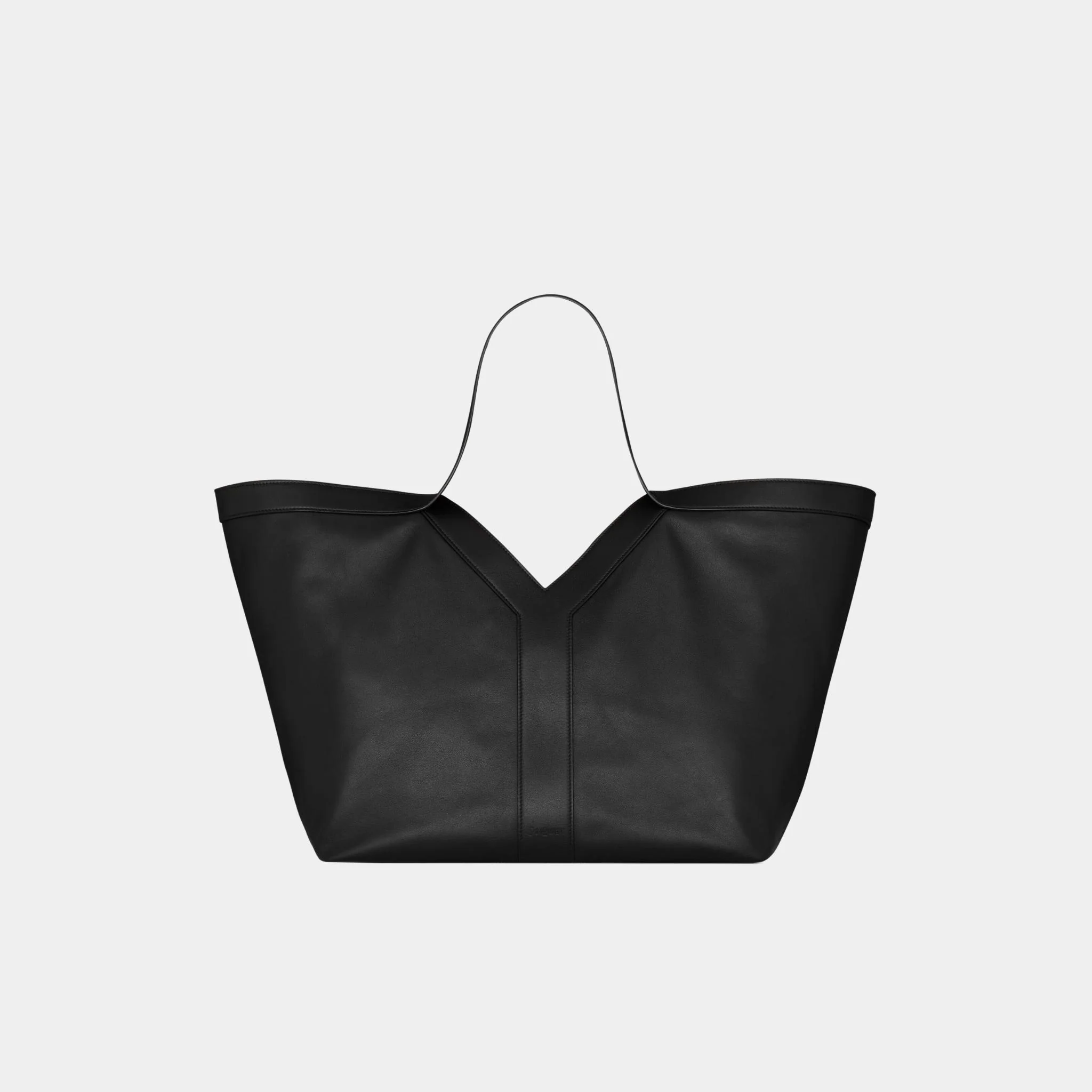Y Tote In Grained Leather With Tonal Suede Lining