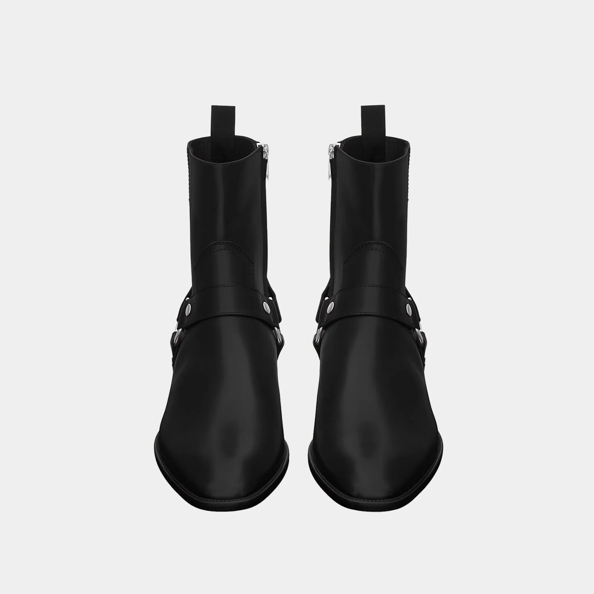 Wyatt Harness Boots in Black Smooth Leather - Image 2