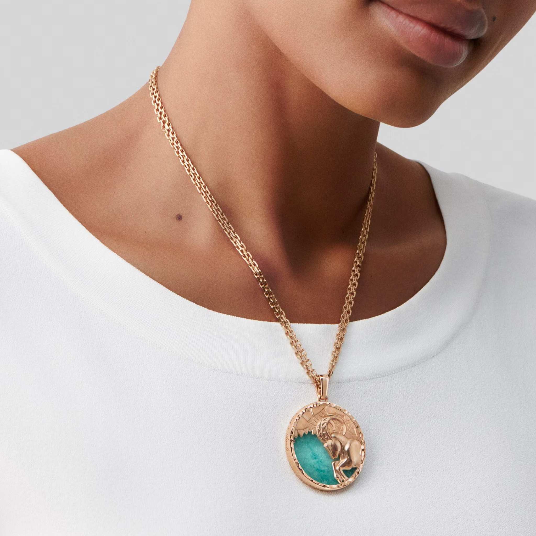 Zodiaque Long Necklace Capricorni Rose Gold Amazonite - Image 2