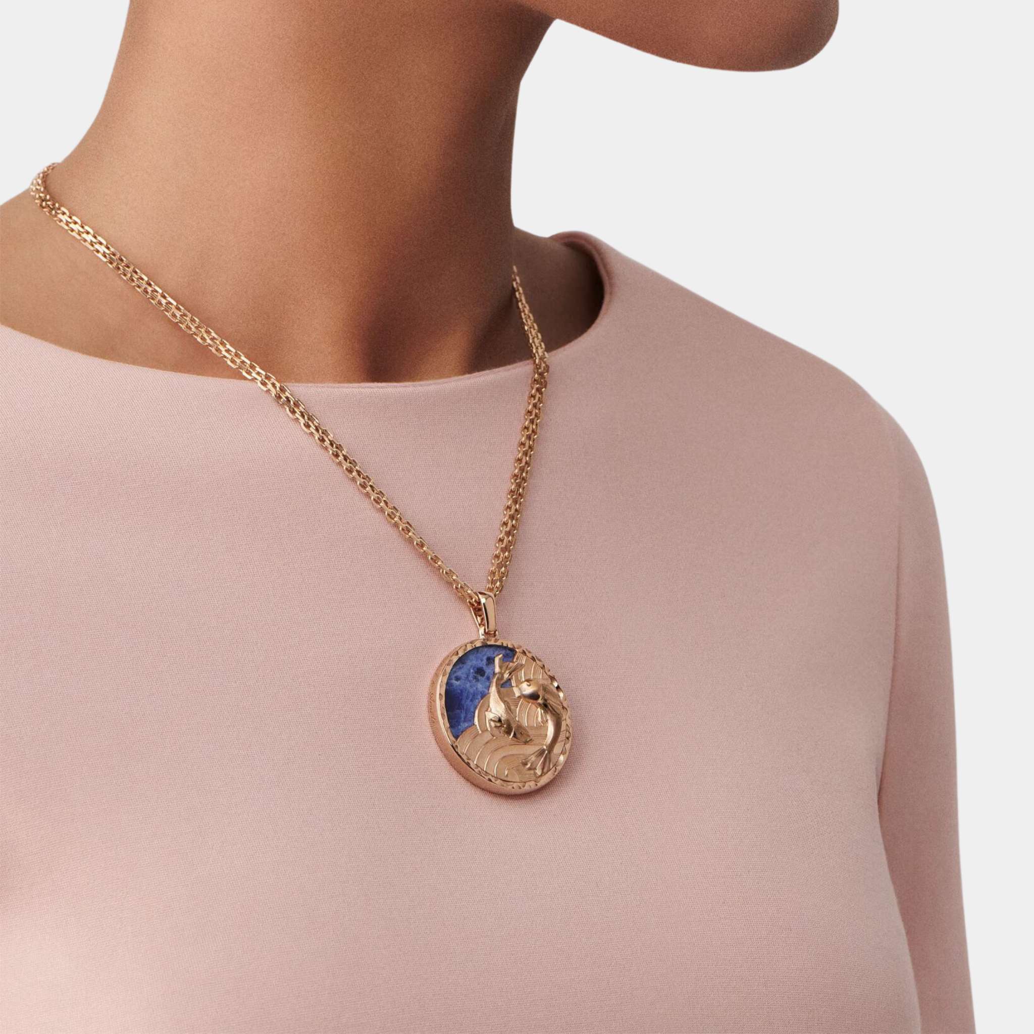 Zodiaque Long Necklace Piscium Rose Gold Sodalite - Image 2